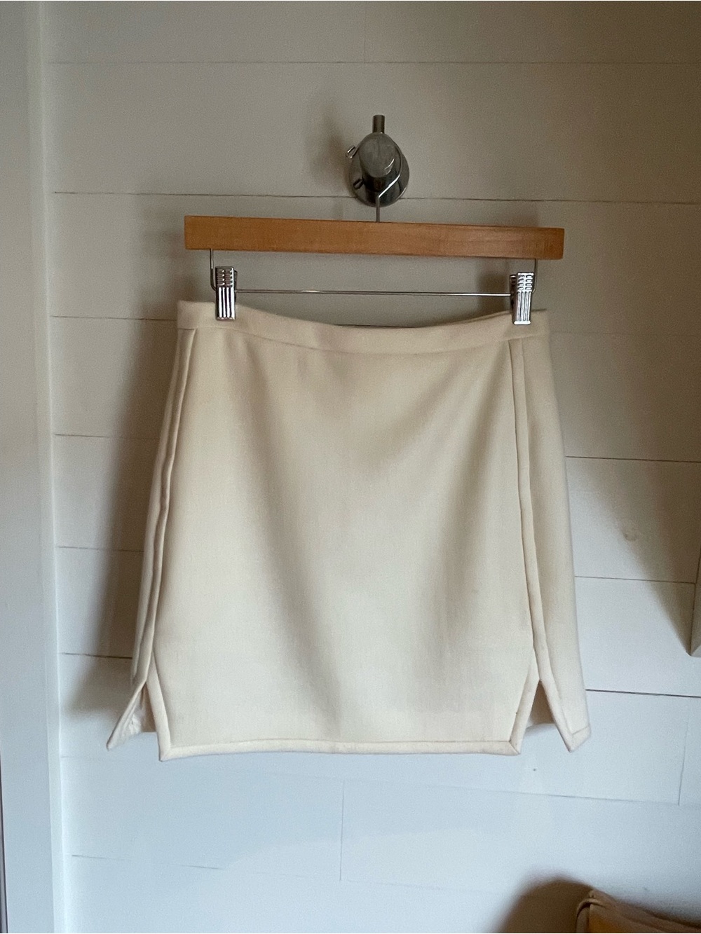 J. Crew Cream Mini Skirt with Subtle Side Slits